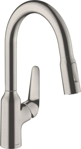HANSGROHE FOCUS M42 EVIYE BATARYASI TEK KOLLU 180 CEKILEBILIR EL DUSU 2 JET PASLANMAZ CELIK 71801800