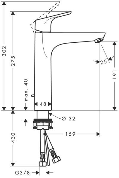 HANSGROHE FOCUS TEK KOLLU LAVABO BATARYASI 190 KUMANDALI KROM 31608000