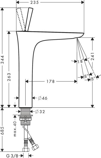 HANSGROHE PURAVIDA TEK KOLLU LAVABO BATARYASI 240 BAS-AC GIDER SETLI KROM 15072000