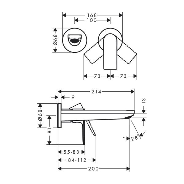 HANSGROHE REBRIS S TEK KOLLU LAVABO BATARYASI 20CM CIKISLI KROM 72568000