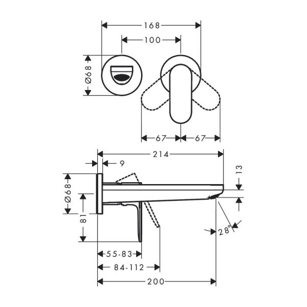 HANSGROHE REBRIS S TEK KOLLU LAVABO BATARYASI 20CM CIKISLI KROM 72528000