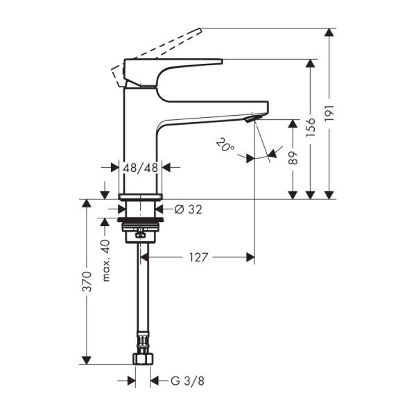 HANSGROHE METROPOL TEK KOLLU LAVABO BATARYASI 100 CUBUK VOLAN KROM 32501000