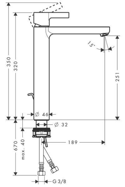 HANSGROHE METRIS S TEK KOLLU LAVABO BATARYASI 260 KUMANDALI KROM 31022000