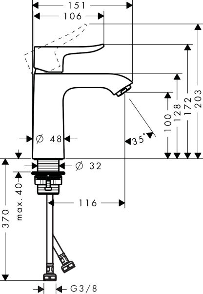 HANSGROHE METRIS TEK KOLLU LAVABO BATARYASI 110 KUMANDASIZ KROM 31084000