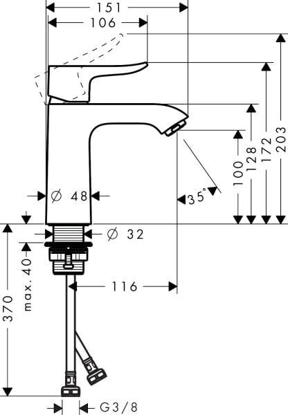 HANSGROHE METRIS TEK KOLLU LAVABO BATARYASI 110 KUMANDASIZ KROM 31084000