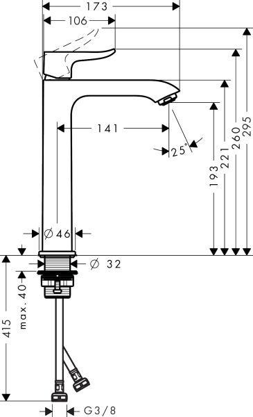 HANSGROHE METRIS TEK KOLLU LAVABO BATARYASI 200 KUMANDASIZ KROM 31185000