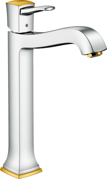 HANSGROHE METROPOL CLASSIC TEK KOLLU LAVABO BATARYASI 260 CUBUK VOLAN KROM/ALTIN OPTIK 31303090