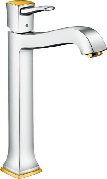HANSGROHE METROPOL CLASSIC TEK KOLLU LAVABO BATARYASI 260 CUBUK VOLAN KROM/ALTIN OPTIK 31303090
