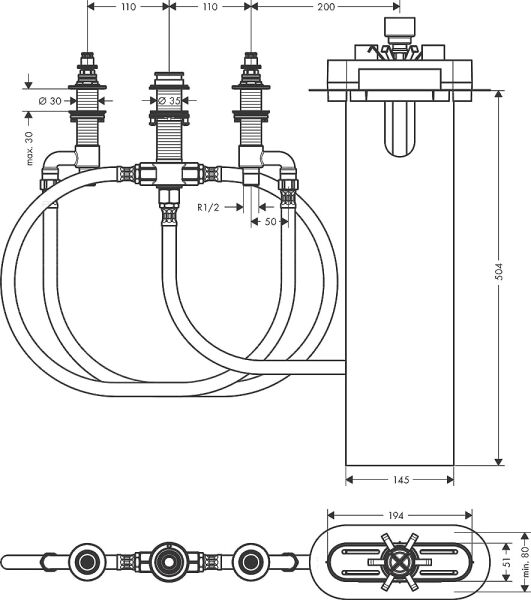 HANSGROHE UNIVERSAL KUVET BATARYASI IC SET 13440180