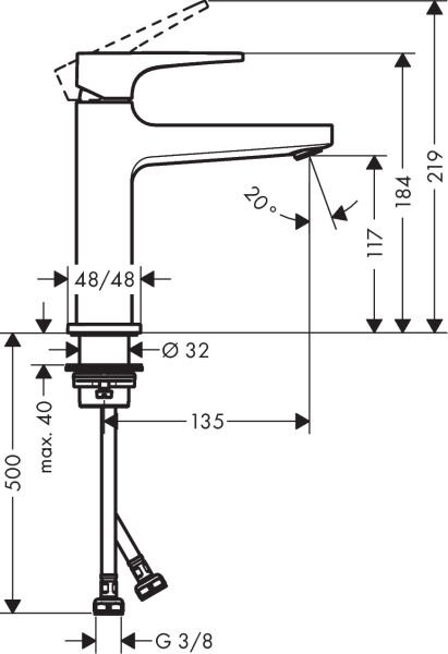 HANSGROHE METROPOL TEK KOLLU LAVABO BATARYASI 110 CUBUK VOLAN KROM 32507000
