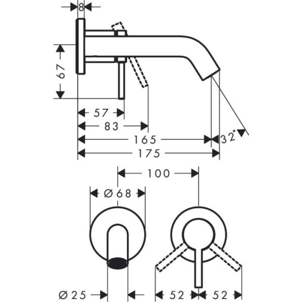 HANSGROHE TECTURIS S TEK KOLLU LAVABO BATARYASI 16,5CM ECOSMART MAT SIYAH 73350670