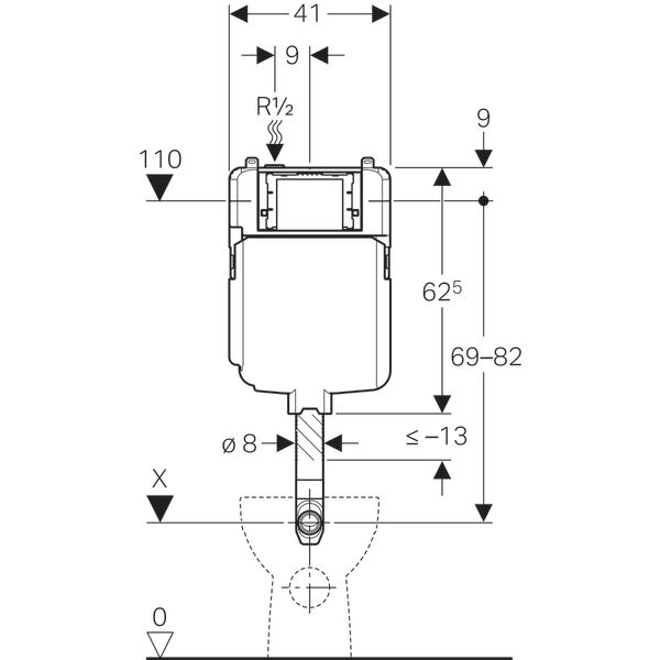 GEBERIT SIGMA ALATURKA GOMME REZERVUAR 8 CM GOVDE 109.791.00.1