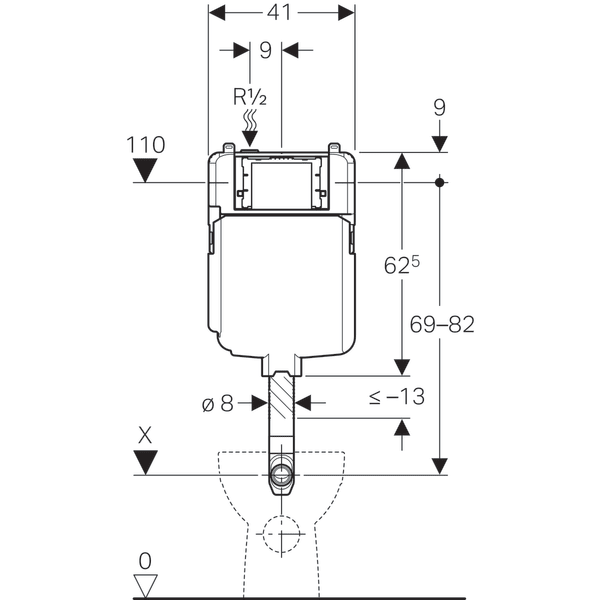 GEBERIT SIGMA ALATURKA GOMME REZERVUAR 8 CM GOVDE 109.791.00.1