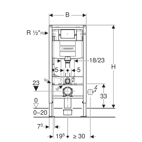 GEBERIT OMEGA GOMME REZERVUAR 12 CM DUOFIX 111.060.00.1