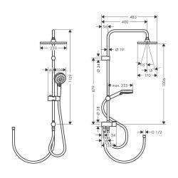 HANSGROHE VERNIS SHAPE DUS KOLONU 230 1 JET SATIN SIYAH 26282670