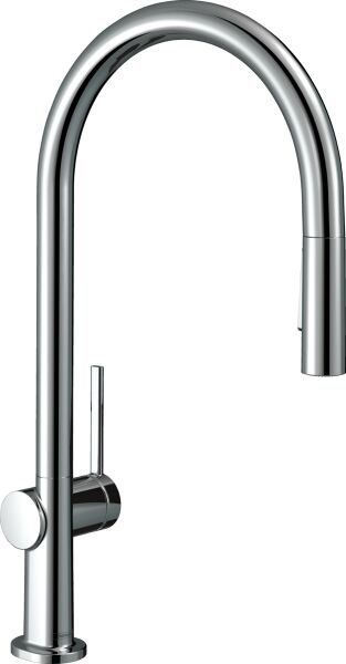 HANSGROHE TALIS M54 EVIYE BATARYASI TEK KOLLU 210, SURGULU SPREY, 2 JET KROM 72800000