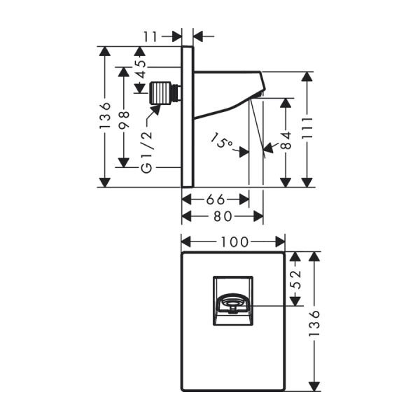 HANSGROHE PULSIFY S TEPE DUSU ICIN DUVAR BAGLANTISI 105 KROM 24139000