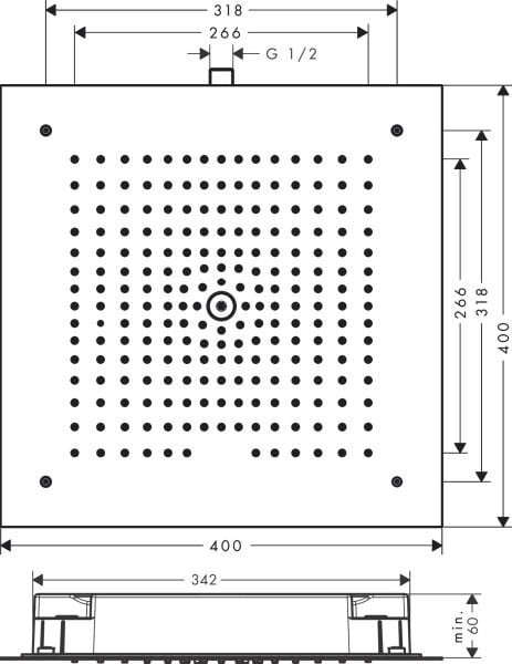 HANSGROHE RAINDANCE E TEPE DUSU 400/400 1 JET ECOSMART 9 1LT/DK KROM 26253000