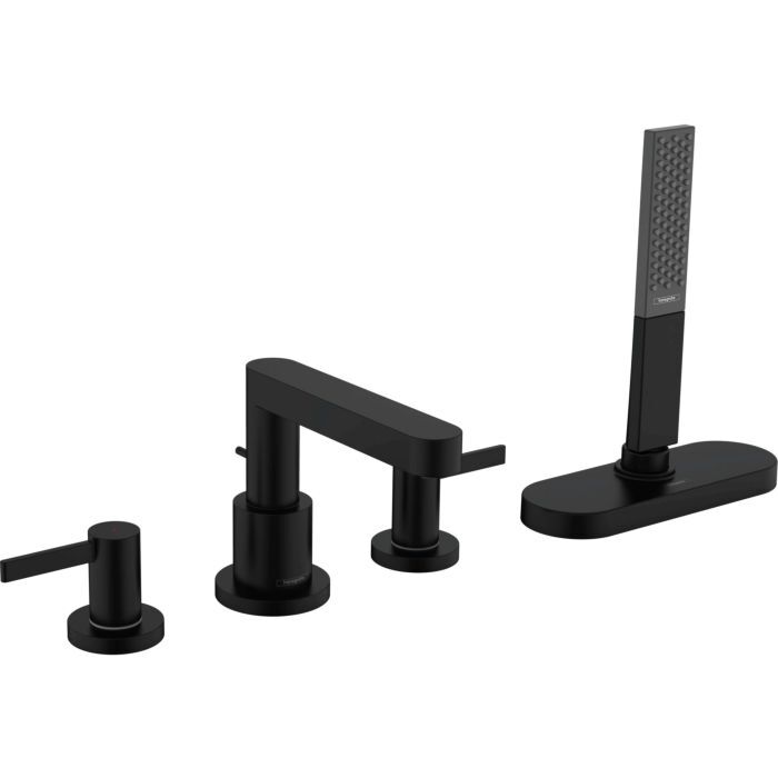 HANSGROHE FINORIS 4-DELIKLI KUVET KENARI BANYO BATARYASI S BOX ILE SATIN SIYAH 76444670