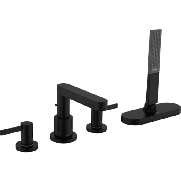HANSGROHE FINORIS 4-DELIKLI KUVET KENARI BANYO BATARYASI S BOX ILE SATIN SIYAH 76444670