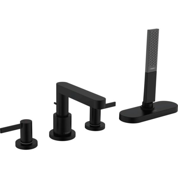 HANSGROHE FINORIS 4-DELIKLI KUVET KENARI BANYO BATARYASI S BOX ILE SATIN SIYAH 76444670