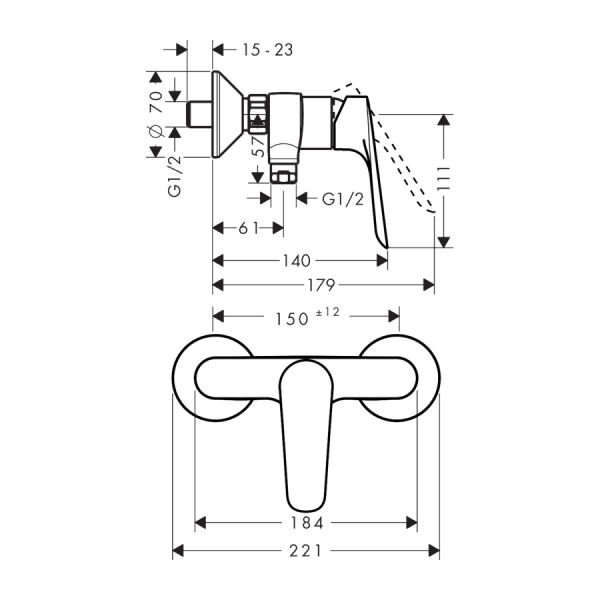 HANSGROHE LOGIS E BANYO BATARYASI KROM 71610000