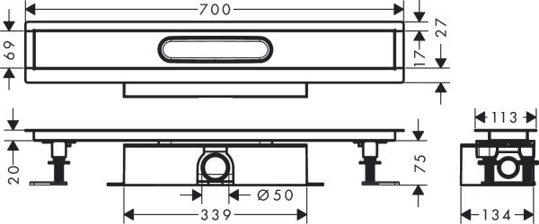 HANSGROHE UNIVERSAL UBOX KOMPLE SET 70 CM STANDART KURULUM  SERAMIK KAPNABILIR  56023180