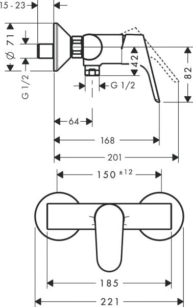 HANSGROHE FOCUS TEK KOLLU DUS BATARYASI KROM 31960000