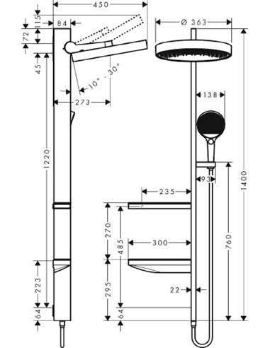 HANSGROHE RAINFINITY DUS KOLONU 360 1JET SATIN BEYAZ 26842700