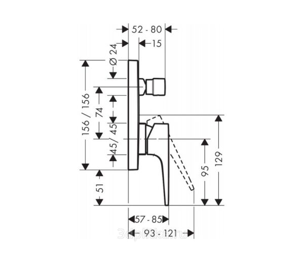 HANSGROHE METROPOL TEK KOLLU DUS BATARYASI ANKASTRE CUBUK VOLAN ILE SATIN BEYAZ 32565700