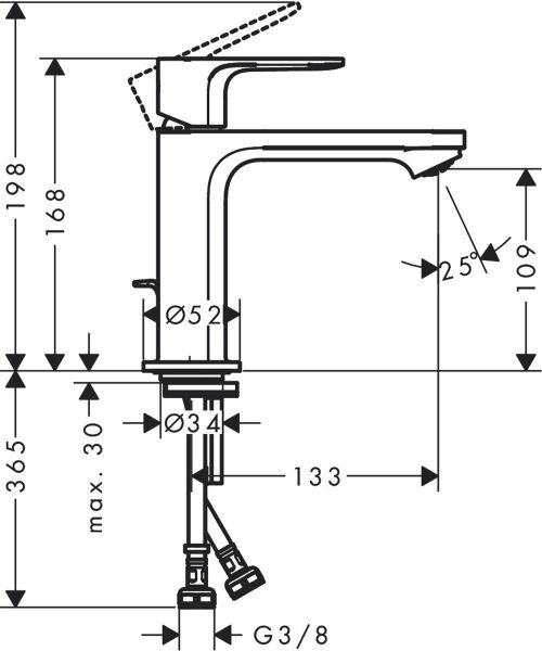 HANSGROHE REBRIS S TEK KOLLU LAVABO BATARYASI KROM 72517000