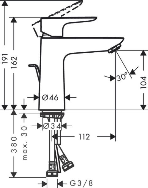 HANSGROHE TALIS E TEK KOLLU LAVABO BATARYASI 110 COOLSTART KUMANDALI KROM 71713000