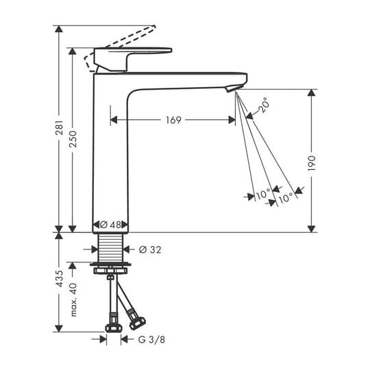 HANSGROHE VERNIS BLEND TEK KOLLU LAVABO BATARYASI 190 SATIN SIYAH 71582670