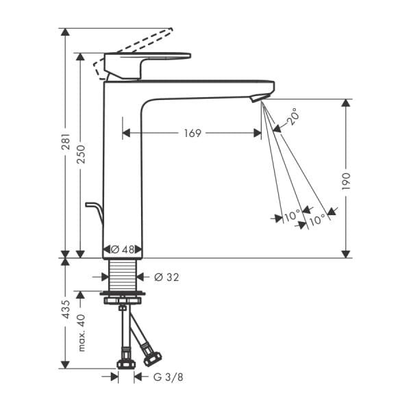 HANSGROHE VERNIS BLEND TEK KOLLU LAVABO BATARYASI 190 GIDER SETI ILE 71552670