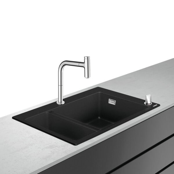 HANSGROHE C51 EVIYE KOMBINASYONU 180/450 SELECT ANTRASIT BATARYA KROM 43220000