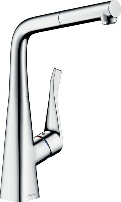 HANSGROHE METRIS M71 TEK KOLLU EVIYE BATARYASI 320 CEKILEBILIR GAGA 1 JET SBOX KROM 73812000