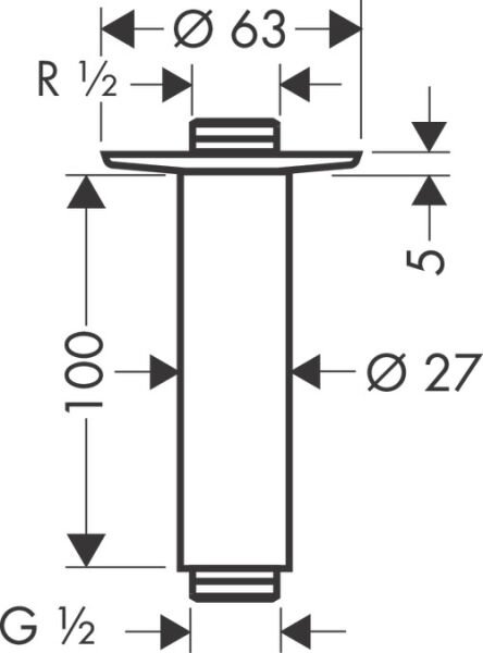 HANSGROHE UNIVERSAL TEPE DUSU TAVAN BAGLANTISI 10 CM KROM 27479000
