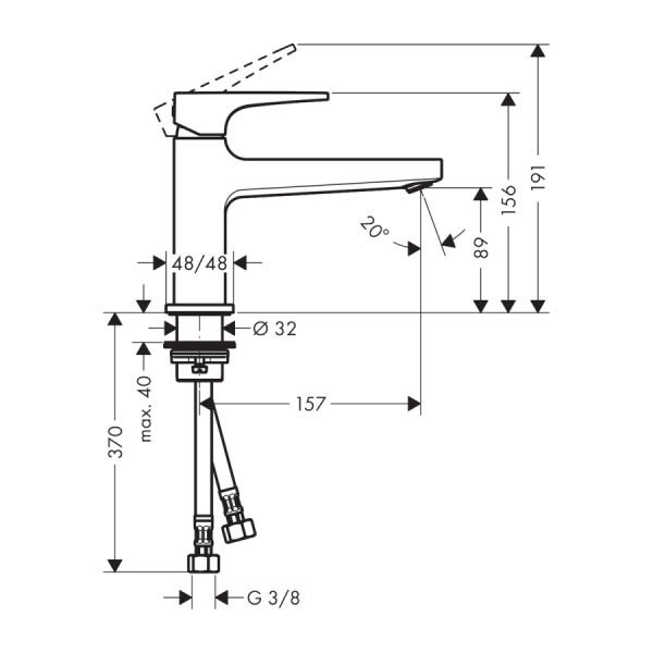 HANSGROHE METROPOL TEK KOLLU LAVABO BATARYASI 100 BAS AC GIDER SETI ILE KROM 74502000