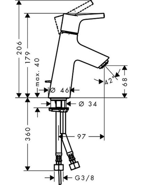 HANSGROHE TALIS S TEK KOLLU LAVABO BATARYASI 80MM KUMANDALI KROM 72010000