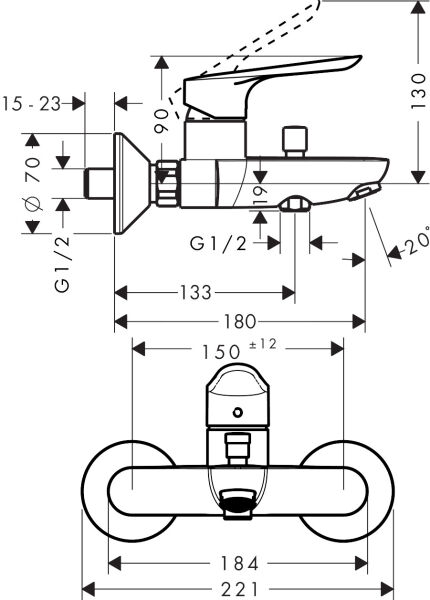 HANSGROHE LOGIS E TEK KOLLU BANYO BATARYASI KROM 71415000
