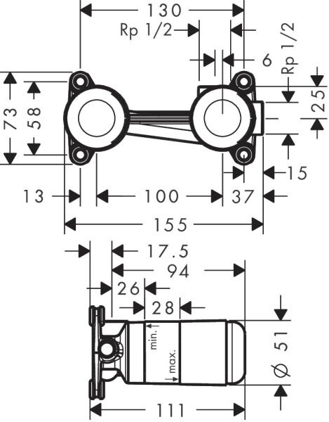 HANSGROHE UNIVERSAL IC SET TEK KOLLU LAVABO BATARYASI ANKASTRE MONTAJ 13622180