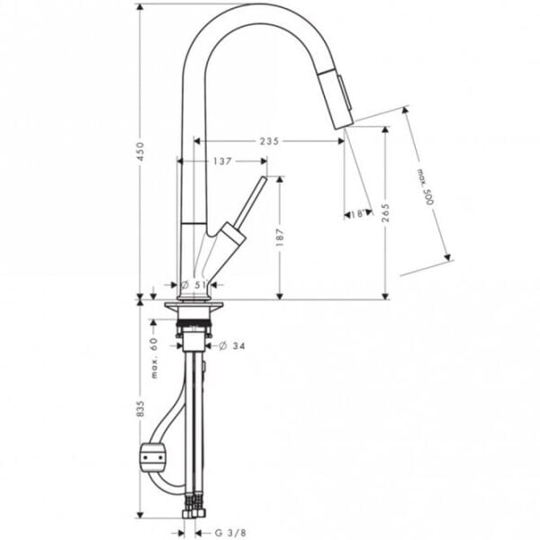 AXOR STARCK EVIYE BATARYASI 270 SPIRALLI PIRINC 10821950