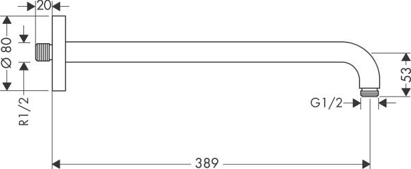 HANSGROHE UNIVERSAL DUS DIRSEGI 389 MM KROM 27413000