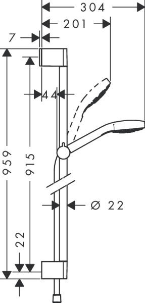 HANSGROHE CROMA SELECT S DUS SETI 1JET 90CM DUS BARI ILE BEYAZ KROM 26574400
