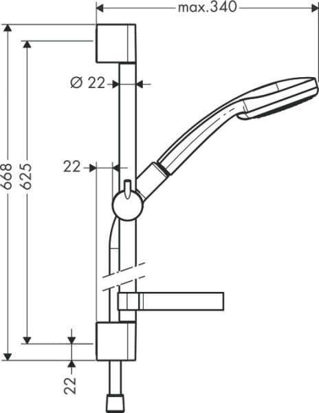 HANSGROHE CROMA 100 DUS SETI VARIO 65CM DUS BARI VE SABUNLUK ILE KROM 27772000