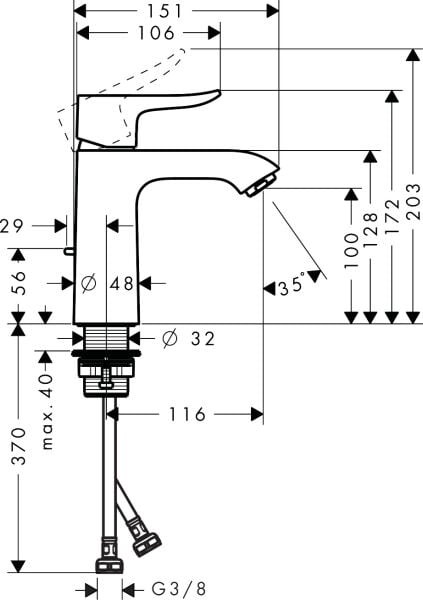 HANSGROHE METRIS TEK KOLLU LAVABO BATARYASI 110 COOLSTART KUMANDALI KROM 31121000