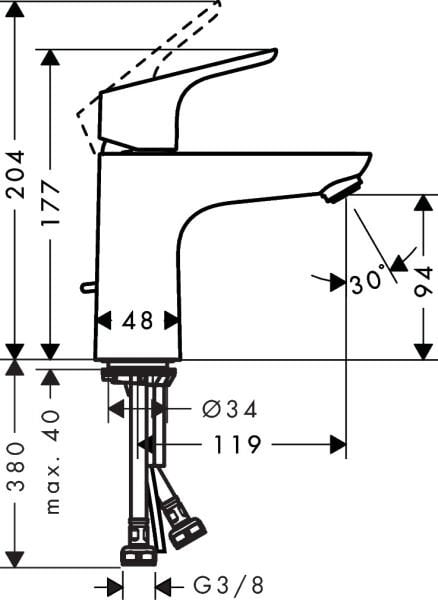 HANSGROHE FOCUS TEK KOLLU LAVABO BATARYASI 100 KUMANDALI KROM 31607000