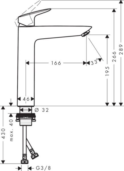 HANSGROHE LOGIS TEK KOLLU LAVABO BATARYASI 190 KUMANDASIZ KROM 71091000