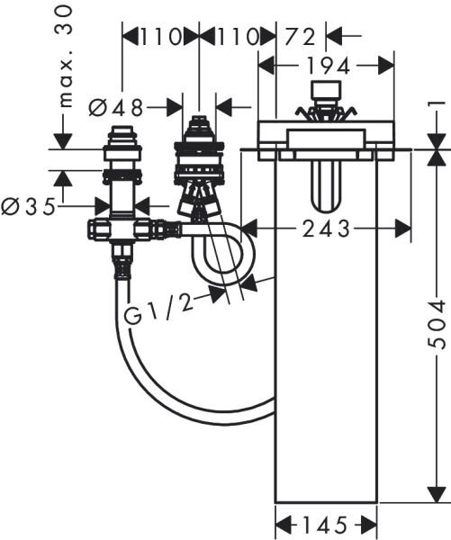 AXOR UNIVERSAL IC SET 3-DELIKLI  KUVET KENARI BANYO BATARYASI 3 DELIKLI ANKASTRE 15487180