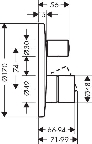 AXOR UNO  TEK KOLLU BANYO BATARYASI ZERO VOLAN MAT SIYAH KROM 45405340